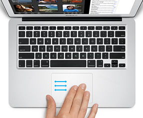 Three finger swype on Mac OS X Lion